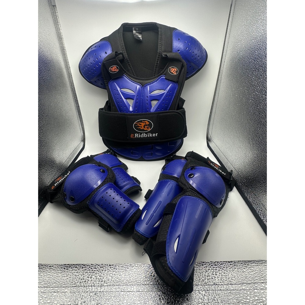 Ridbiker Kids Motocross Protective Gear Set Chest Back Armor Knee Elbow Pads L